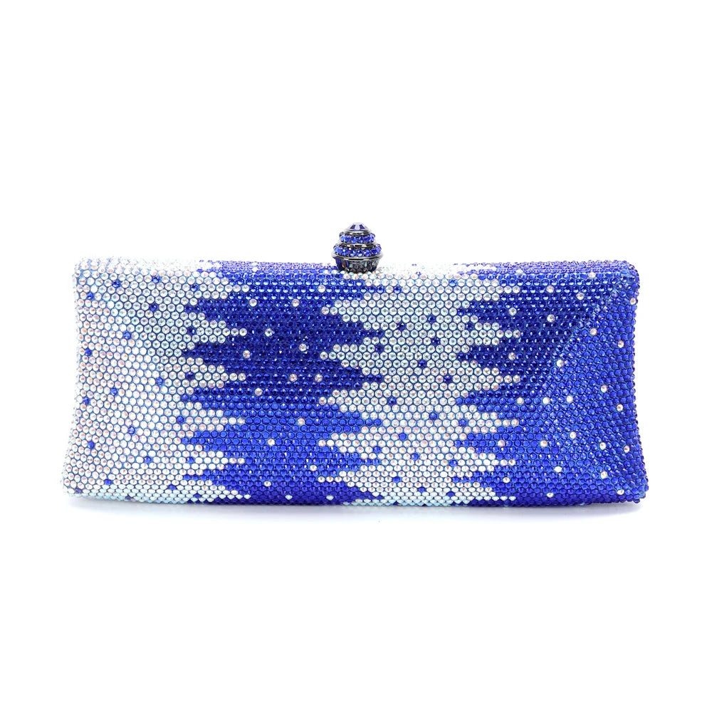 Colorful Diamond Gala Evening Bag | Sophisticated Rhinestone Party Clutch | Elegant Metallic Dinner Purse | "Dignified" Hard-Shell Bridal Handbag for Versatile Occasion Styling Luxegan