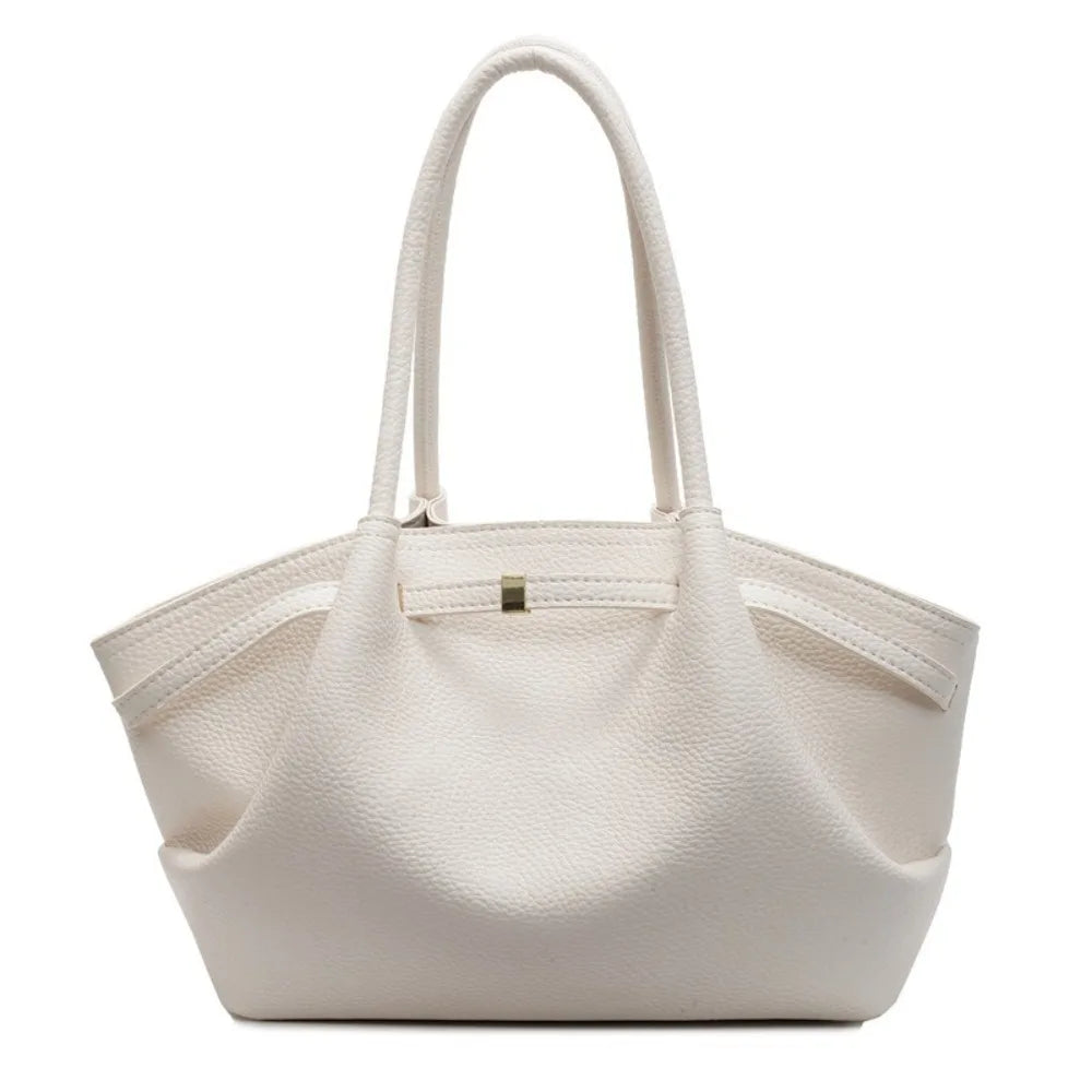 Fashion French PU Leather Shoulder Bag | Elegant Lychee Pattern Women’s Tote | Large Capacity Solid Color Underarm Bag for Party & Daily Use Luxegan