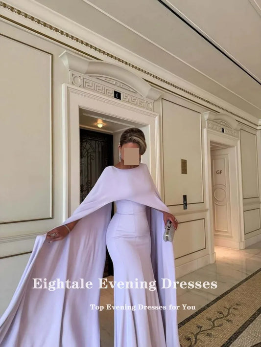 Women's Elegant O-Neck Prom Evening Gown | Customized Stretchy Satin Cap Sleeve Dress | Simple Illusion Wedding Party Dress | Built-In Bra Floor-Length Luxegan
