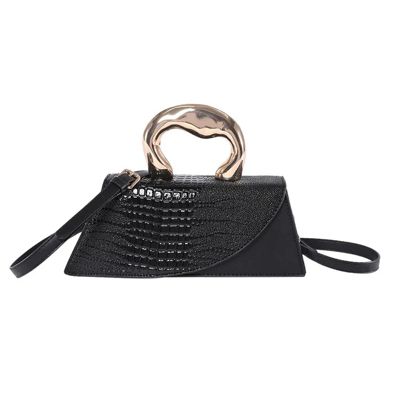 Solid Alligator PU Shoulder & Crossbody Bag | Sophisticated Personality Designer Style Handbag | Elegant High-Quality Alligator Pattern Square Bag | Fashion-Forward Women’s Hot Sale Satchel with "Dignified" Hard Texture Luxegan