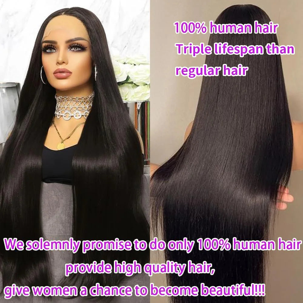 30-Inch Bone Straight HD Transparent Lace Front Wig | 13x6 Full Lace Frontal, 13x4 Frontal & 4x4 Lace Closure Options | 100% Brazilian Virgin Human Hair Long Wig with Baby Hair Luxegan
