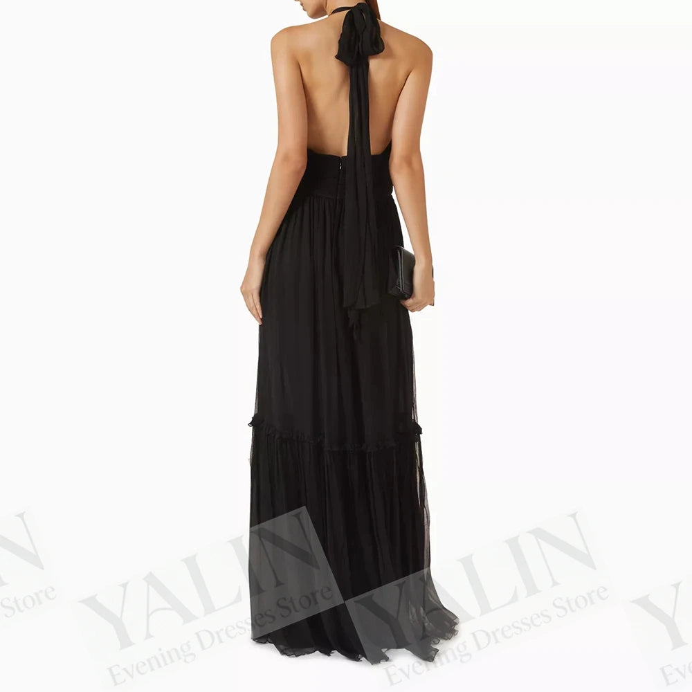 Sequined Ruched A-Line Prom Gown | V-Neck Sleeveless Floor-Length Evening Dress Luxegan
