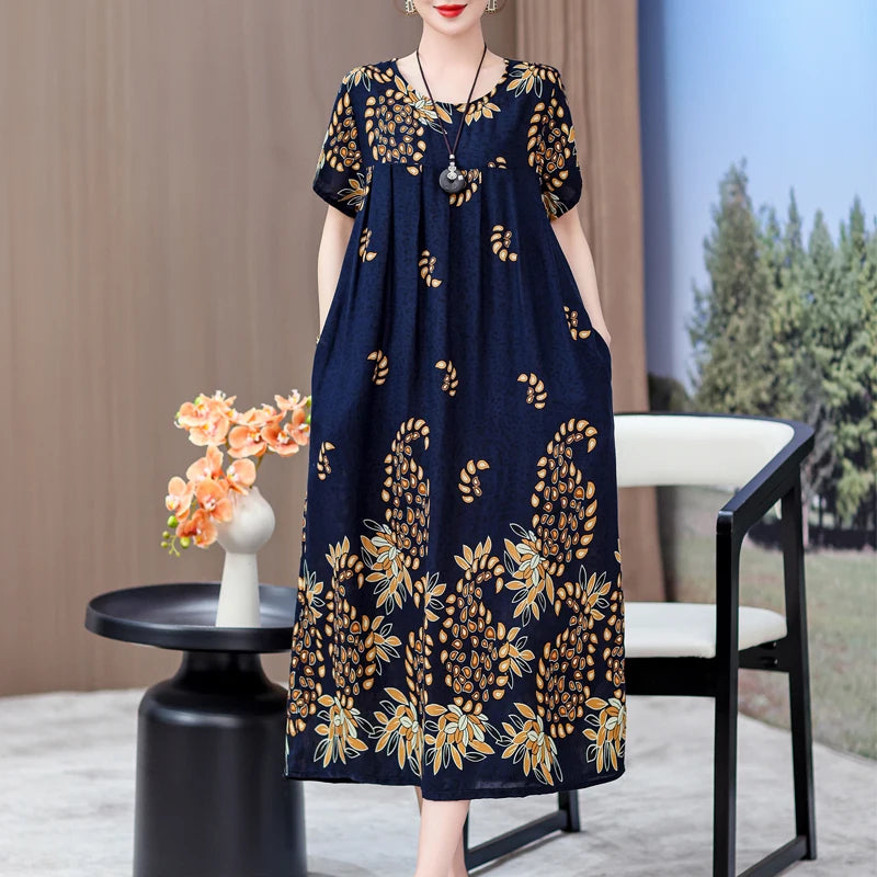 New 2025 Women Dress Female Casual short Sleeve cotton Dresses loose solid Vintage Sweet Clothing Vestidos  vestido verano