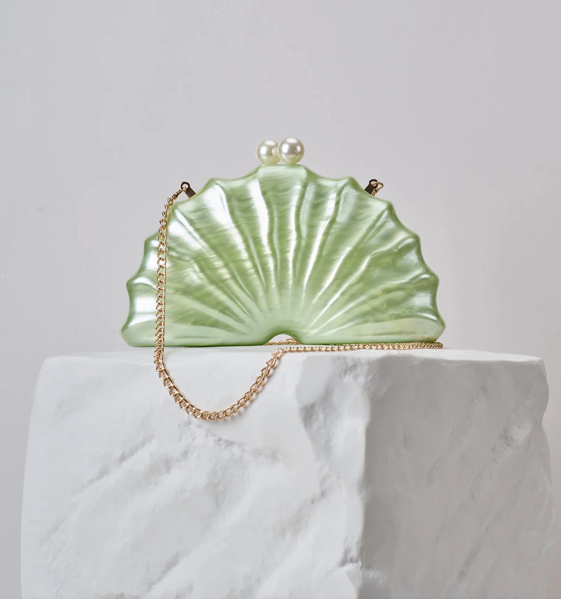 Acrylic Shell Clutch Bag | Designer Evening Party Handbag Luxegan