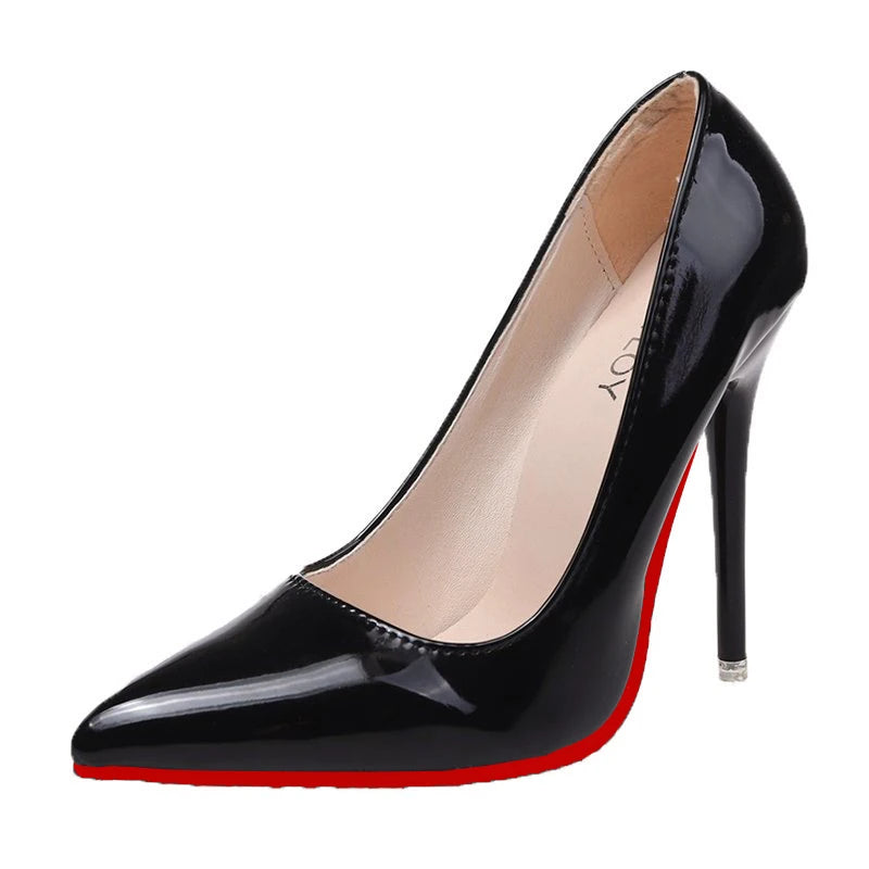 Sexy 12cm Stiletto Pumps | Sophisticated Patent Leather Pointed Toe | Elegant "Super High" Red Dress Heels | "Dignified" Big Size 35–50 Handmade Shoes for Radiant Versatile Styling Luxegan