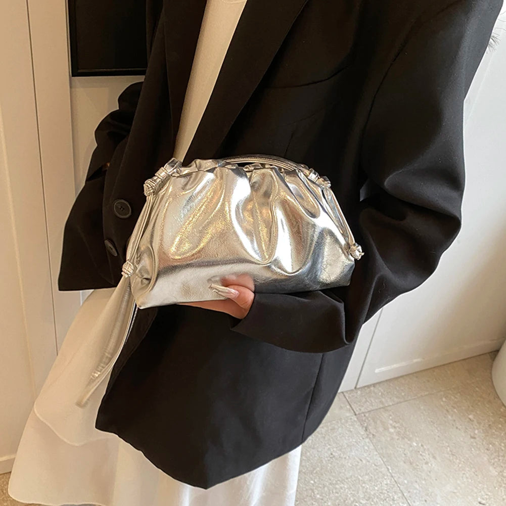 Small Luxury Design Women's Bag | Ruched Dumpling Clutch & Soft PU Leather Handbag Luxegan