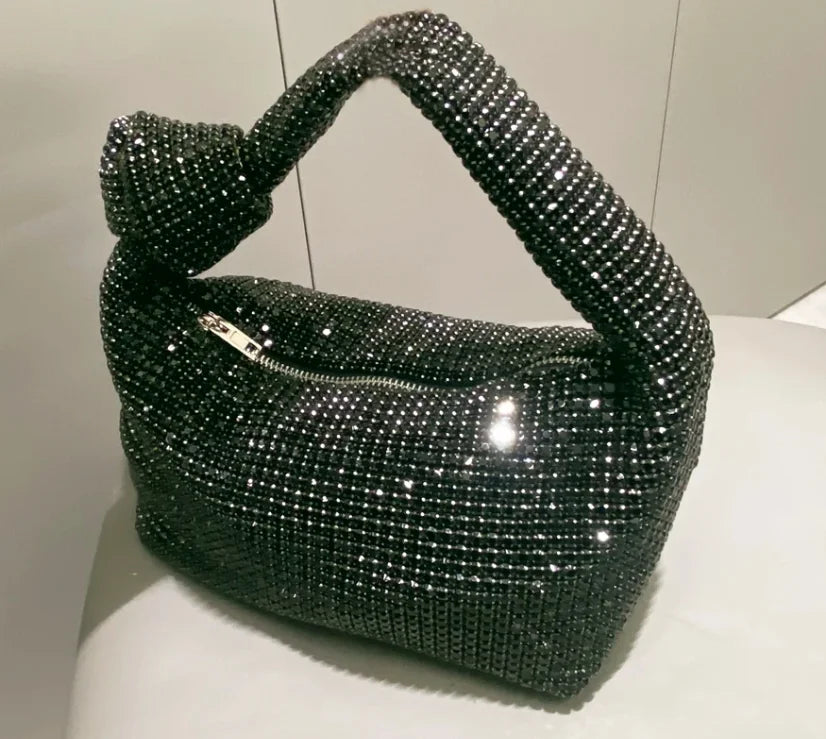 Handle Rhinestones Knot Evening Bag | Crystal Top Handle Bag & Luxury Designer Tote Luxegan