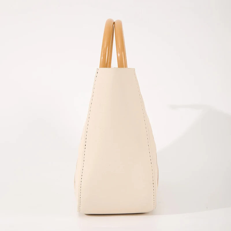 Hollow-Out PU Leather Tote Bag | Lightweight Square Handbag & Stylish Shopping Bag Luxegan