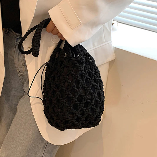 Small Design Straw Woven Bag Women New Summer High Grade Handbag | Water Bucket Bag Hot Selling Westernized Beach Crossbody Bag Luxegan