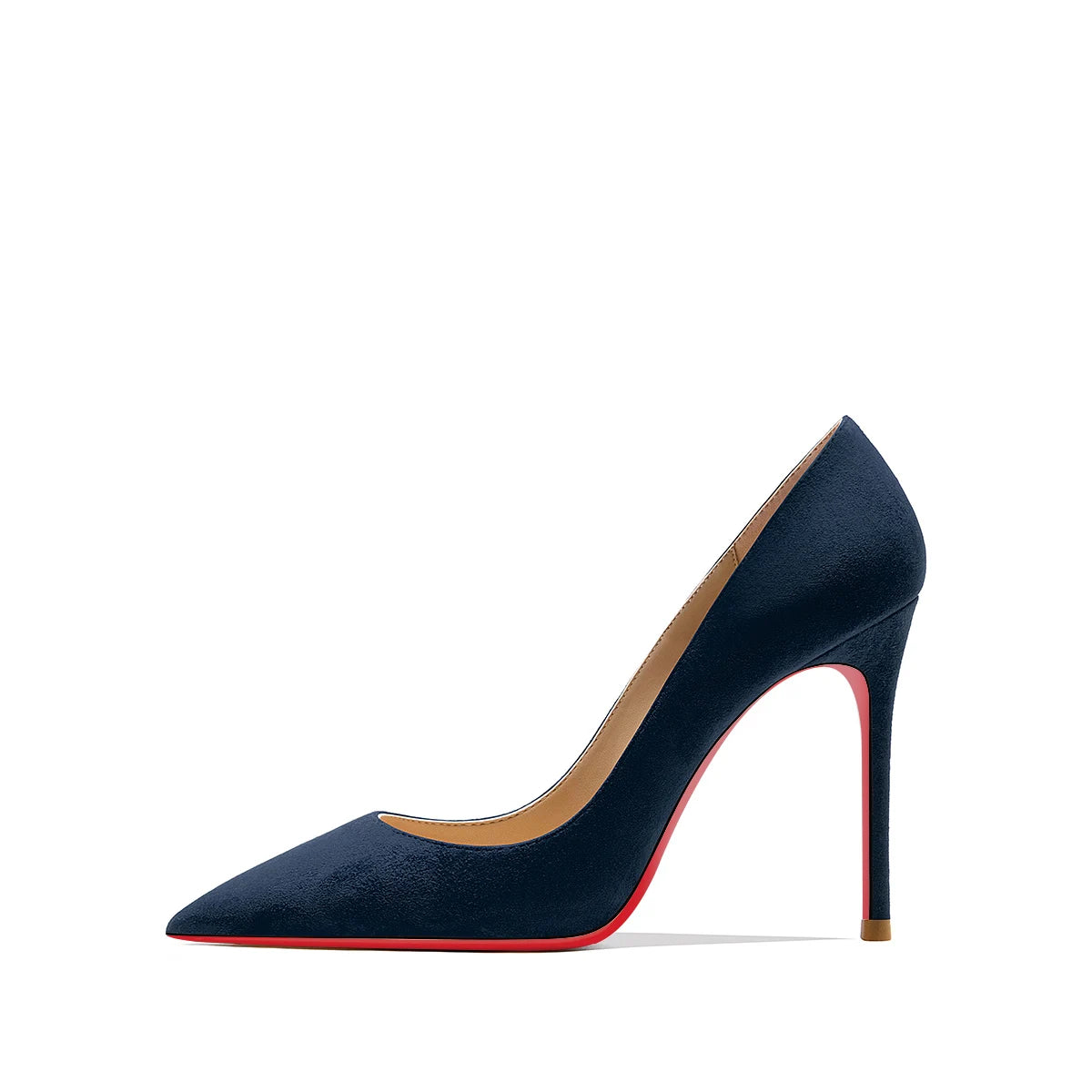 Autumn New Women's Suede High Heels | Sophisticated Red Shiny Bottom Pumps | Elegant "Handmade Flannel" Silhouette | "Dignified" Fashionable Temperament Shallow Wedding Shoes for Radiant Versatile Styling Luxegan