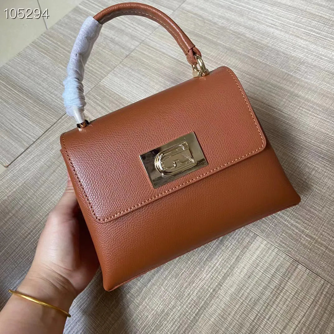 New Genuine Leather Small Square Bag | Natural Cowhide Women's Handbag | Luxurious Commuting Mini Crossbody Bag (Soft Leather) Luxegan