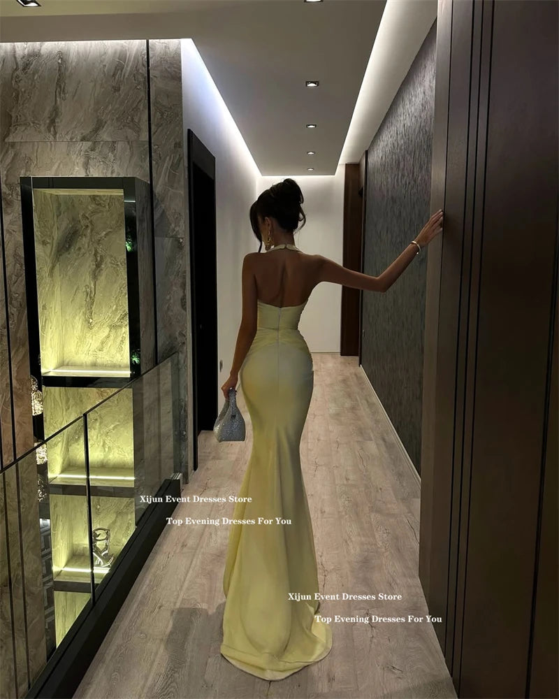 Sexy Off-The-Shoulder Pearl Mermaid Prom Dress | Saudi Arabia Inspired Slim-Fit Satin Evening Gown | Custom Size Floor-Length Cocktail Party Dress | Model 2R20240201 Simple Essential for Elegant Styling Luxegan