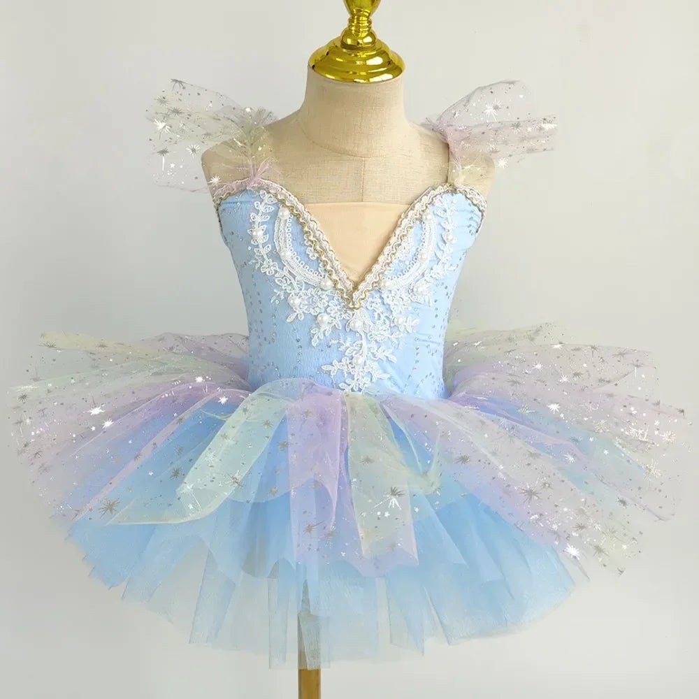 Girls' Tiered Patchwork Tutu Party Dress | Cute Princess Stage Dance Costume | Summer Sleeveless O-Neck Mini Ball Gown Kids Outfit Luxegan