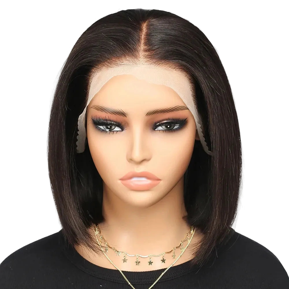 Straight Human Hair Short Bob Wig - 13x4 & 13x5x2 Transparent Lace Frontal Wig - Glueless - view 2