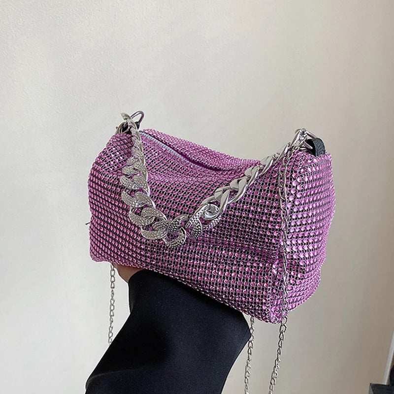 Bling Diamond Design Small Crossbody Messenger Bags | Women Summer Trend Luxury Fashion Travel Shoulder Handbags & Purses Luxegan