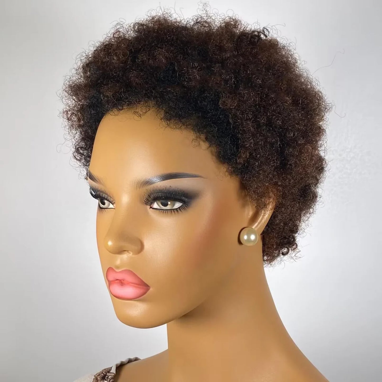 4 Inch Kinky Curly Human Hair Wig | Short Wig with Bangs Luxegan