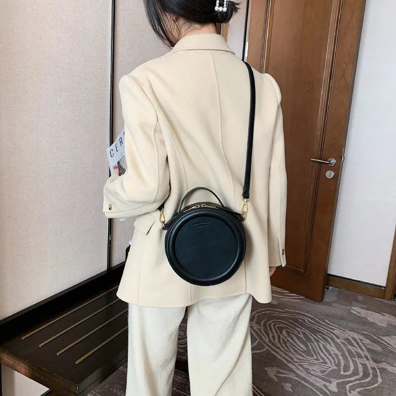 Round Crossbody Bags for Women | High Quality PU Leather Designer Shoulder Bag & Female Clutch Purse (Solid, Soft) Luxegan