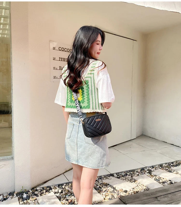 TPU Diamond Lattice Square Crossbody | Soft Stylish Compact Messenger Bag Luxegan