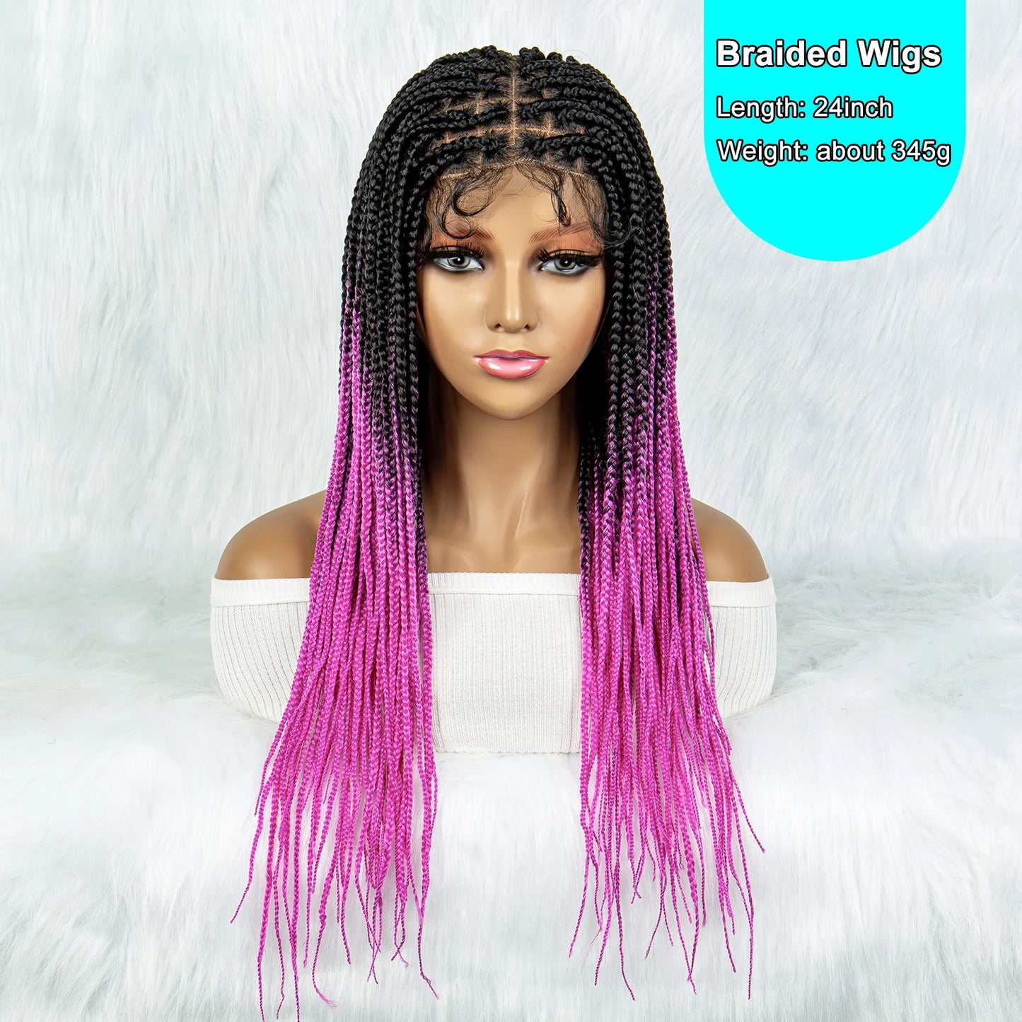 Colorful Knotless Box Braids Wig | Full Lace Front with Baby Hair Luxegan