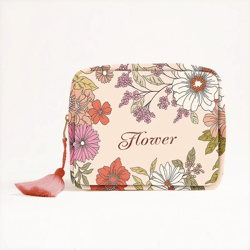 Custom Canvas Print Ladies' Cosmetic Bag | Portable Travel Makeup Storage Pouch | Daily Use Large Capacity Canvas Clutch for Women Luxegan