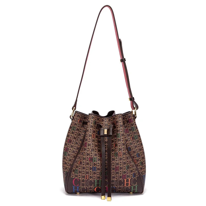 Classic Printed Bucket Bag | Soft PVC Designer Shoulder Handbag Luxegan