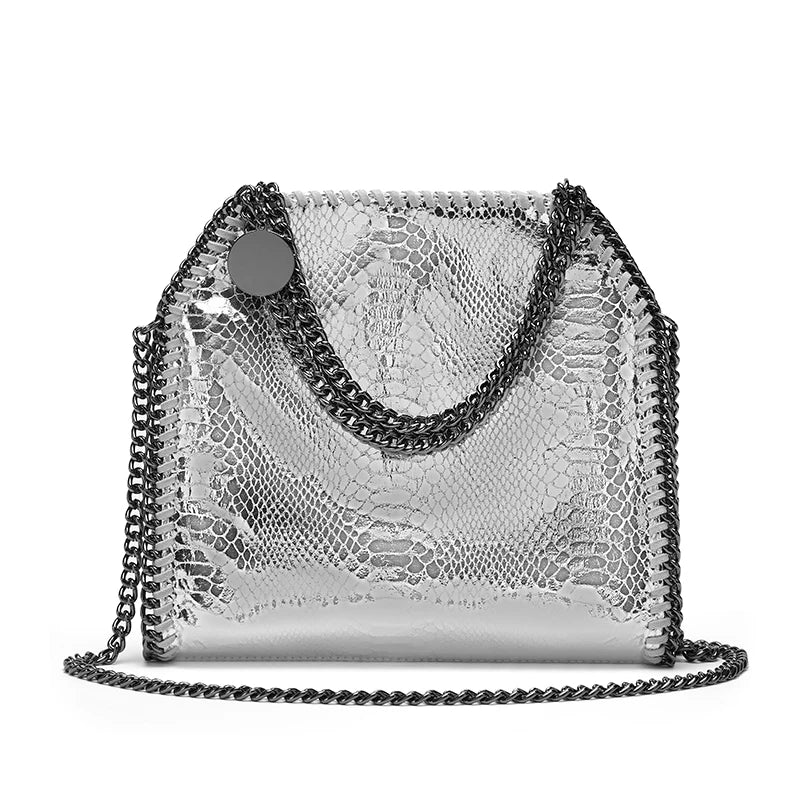 Designer Luxury Women's Chain Braid Bag | Faux Suede Shoulder & Messenger Bag | Elegant Branded Saddle Handbag with Braided Metal Chain Detail Luxegan