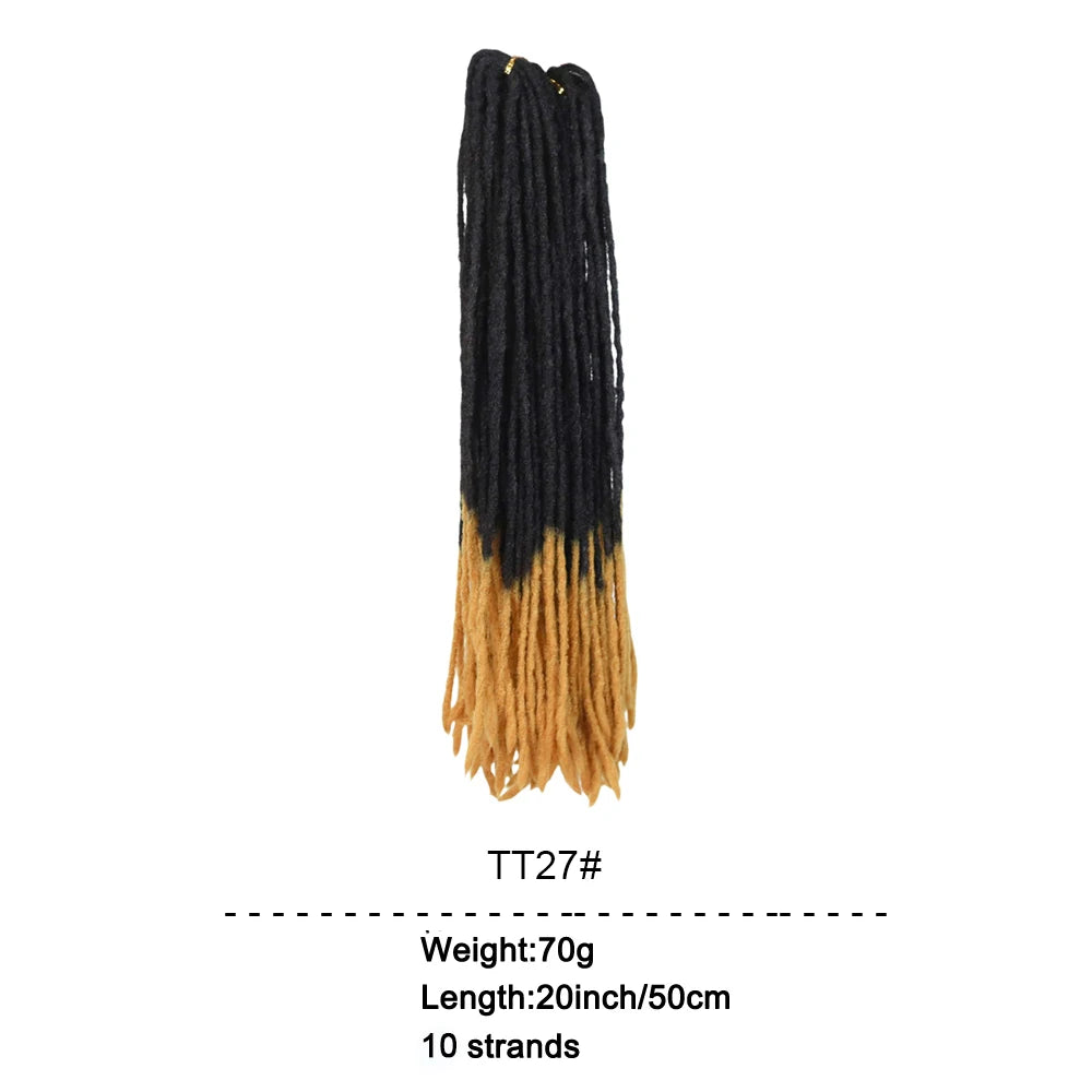 20-Inch Ombre Soft Dreadlocks Crochet Hair | Straight Synthetic Faux Locs for Black Women (Kanekalon Fiber) Luxegan
