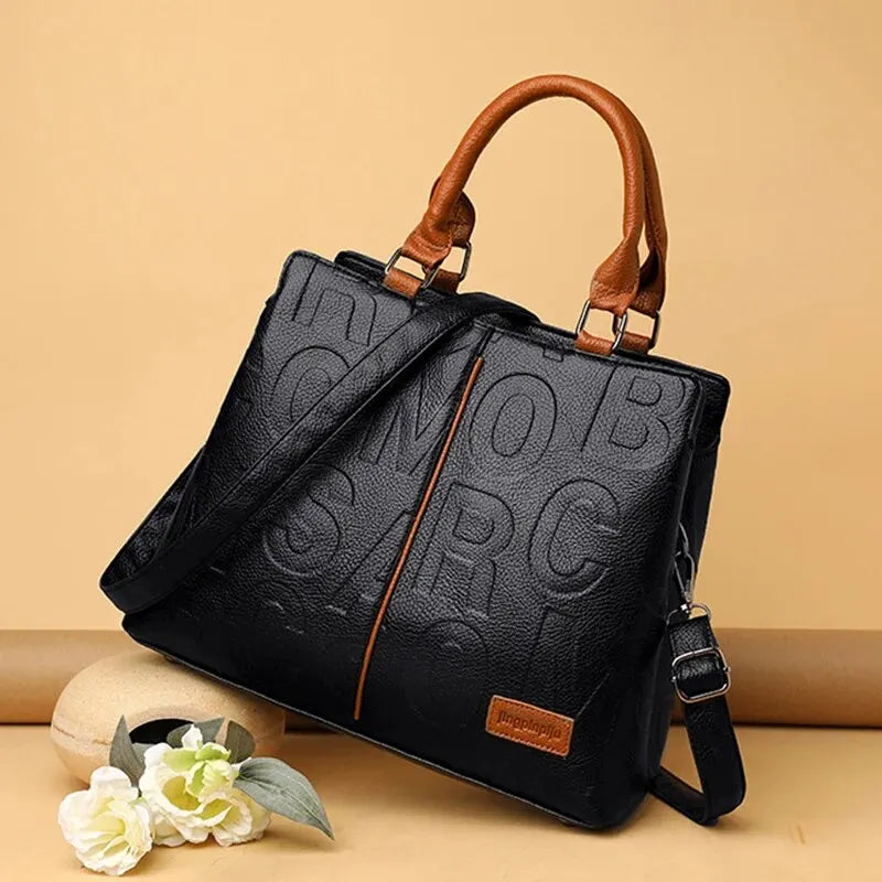 Women's Luxury Designer PU Leather Crossbody Bag | Large Capacity Casual Travel Handbag | Premium Microfiber Synthetic Leather Shoulder Tote | Multi-Compartment Zippered Daily Purse Luxegan