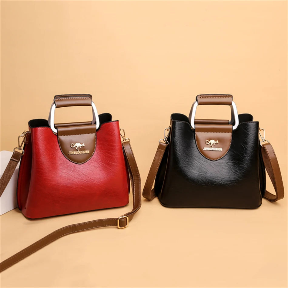 Luxury Designer Oil Leather Tote | Soft Crossbody Handbag Luxegan