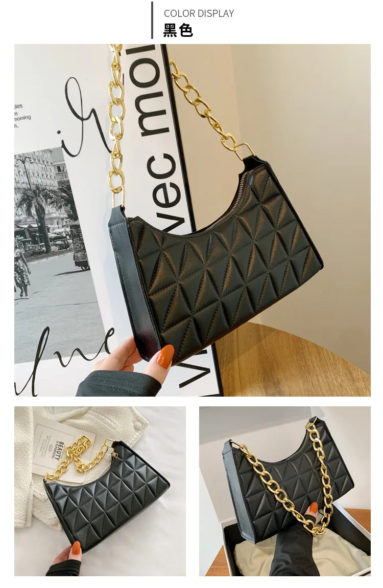 Advanced Diamond Quilted Shoulder Bag | Trendy Chain Handbag Luxegan