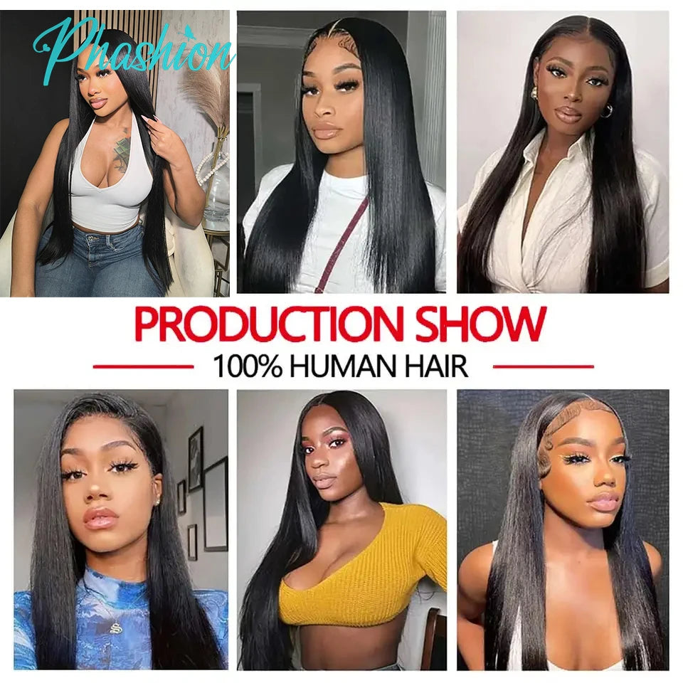 Phashion Straight Human Hair Bundles 1/3 Pcs/Lot 30 32 Inch Remy Hair Extensions For Black Women Brazilian Weave Natural Color