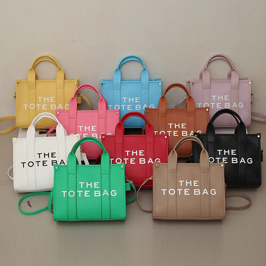 The Tote Bag for Women | Crossbody Female Handbag & New Solid Words Letter Leisure Large Bag (Luxury Fashion Designer PU Bag) Luxegan