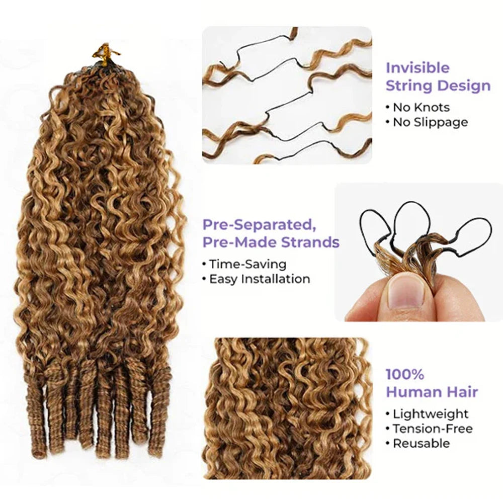 Highlight Miracle Knots Feathered Crochet Human Hair – Burmese Curly 100% Raw Human Hair - view 4