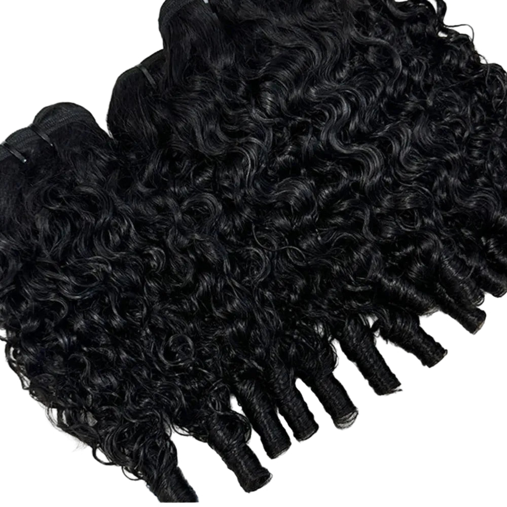 12A Premium Pixie Curls Human Hair Bundles - 100% Brazilian Remy Raw Virgin Hair Weave Deals - Machine Double Weft Curly Hair Extensions for Women (1/3/4 Pieces Pack, All Colors Dyeable) Luxegan