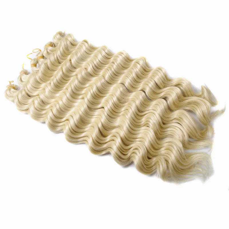 20" Deep Curly Crochet Braiding Hair | Deep Wave Bulk Synthetic Braid Extensions | 23 Colors
