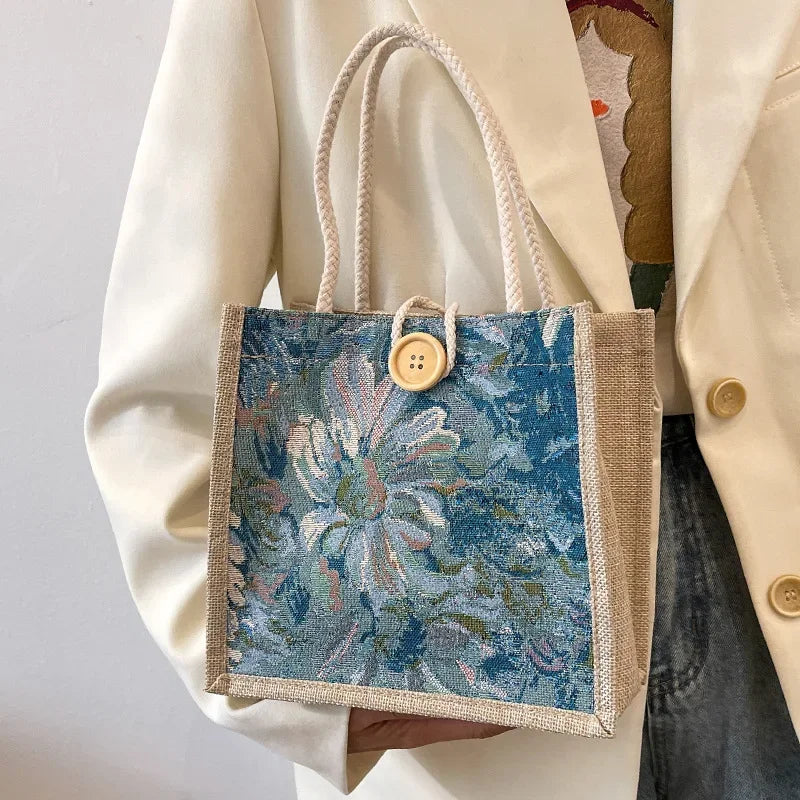 Linen-Style Nylon Tote | Portable & Solid Color Top-Handle Bag Luxegan
