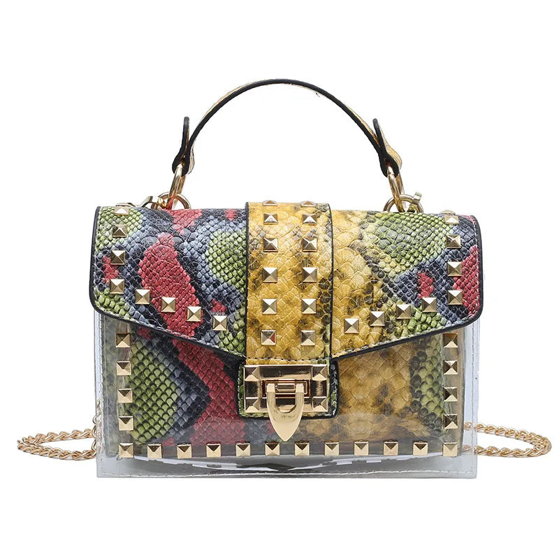 Brand Women's Studded Graffiti Crossbody Bags | Fashion Shoulder Bag for Ladies (Luxury Designer PVC Handbags & Messenger Satchel) Luxegan