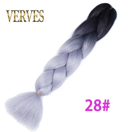 Synthetic Jumbo Braid Kanekalon Braiding Hair 24in | Ombre & Solid Colors | 100g