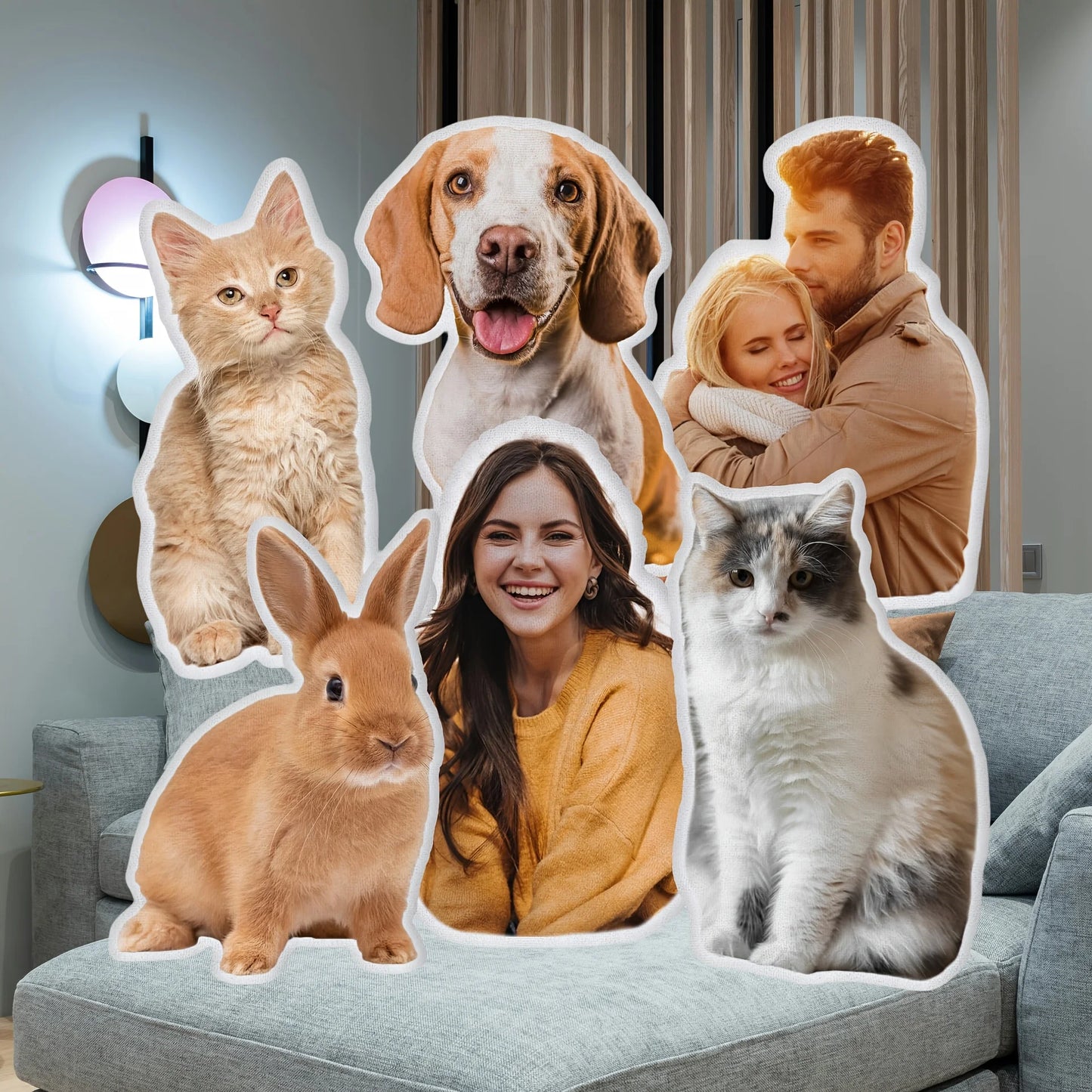 Custom Photo Plush Pet Cushion | Sophisticated "Personalized Picture" Silhouette | Elegant Memory Fiber Handcrafted Support | "Dignified" High-Performance Custom Keepsake for Radiant Versatile Styling Luxegan