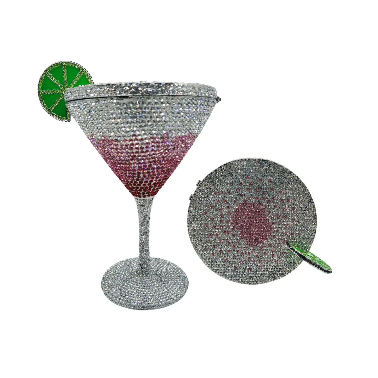 Jewels Martini-Glass Evening Purse | Sophisticated Diamond-Encrusted Bridal Handbag | Elegant Crystal Dinner Clutch | "Dignified" Rhinestone-Detailed Minaudière for High-Fashion Party Styling Luxegan