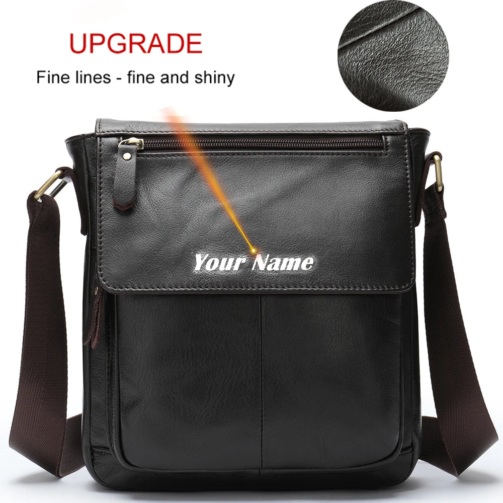 Premium Genuine Leather Men's Messenger Bag | Versatile Male Crossbody Shoulder Bag | Fashionable Multi-Pocket Flap Handbag | High-Quality Cowhide Daily Commuter Bag with Key Holder Luxegan