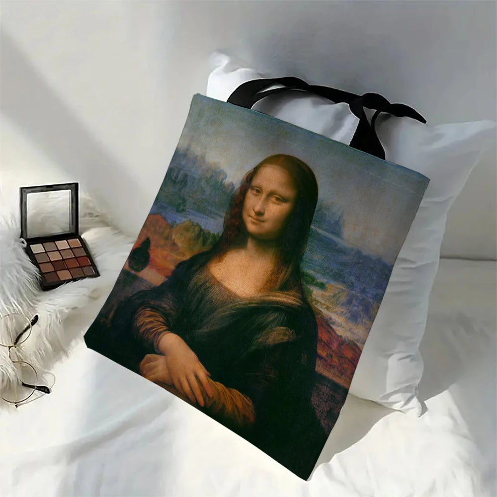 Oil Painting Printed Lightweight Tote | Sophisticated Artistic Linen-Look Handbag | Elegant - view 7