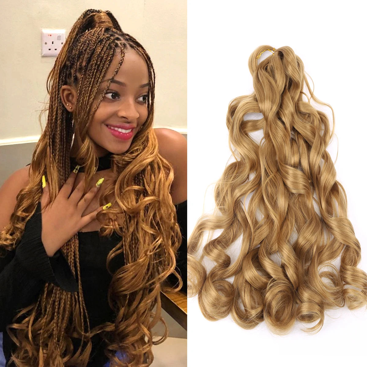 French Curly Crochet Braiding Hair - Ombre Spiral Curls - Pre-Stretched Synthetic Hair Extensions