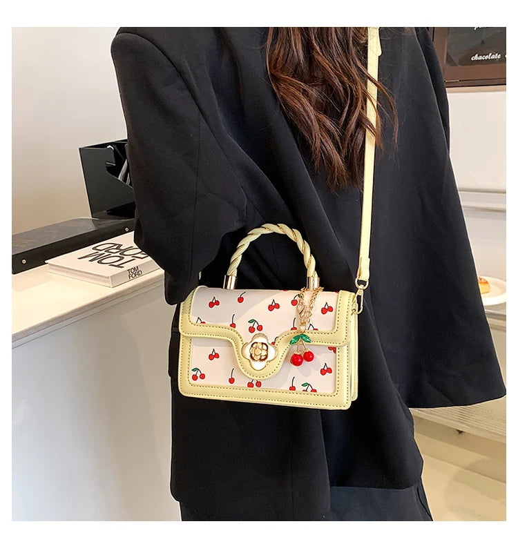Sweet Cherry Small Square Crossbody | Luxury Chain Designer Handbag Luxegan