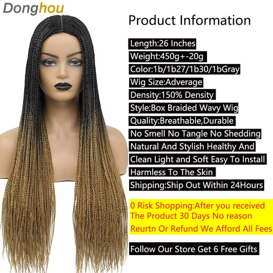 New Style Ombre Box Braided Wigs For Women Braided Wig Fake Scalp Wholesale Wigs Perruque Longue Synthétique Braiding Hair Wig Luxegan