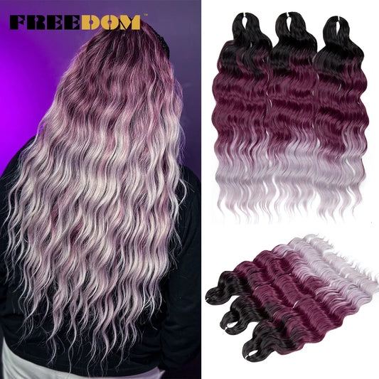 FREEDOM Synthetic Water Wave Crochet Braiding Hair 24 Inch – Ombre & Multi-Tone | 88 Colors | 300g - view 2