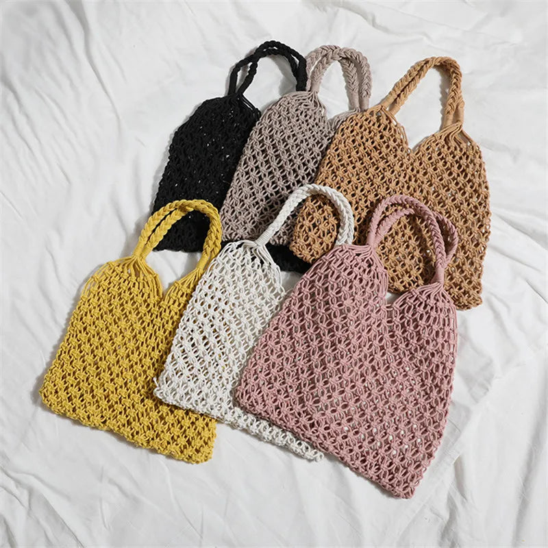 Women's Large Capacity Straw Handbag Totes | Hollow Out Shoulder Bags & Vintage Travel Beach Bag (Shopping Pack) Luxegan