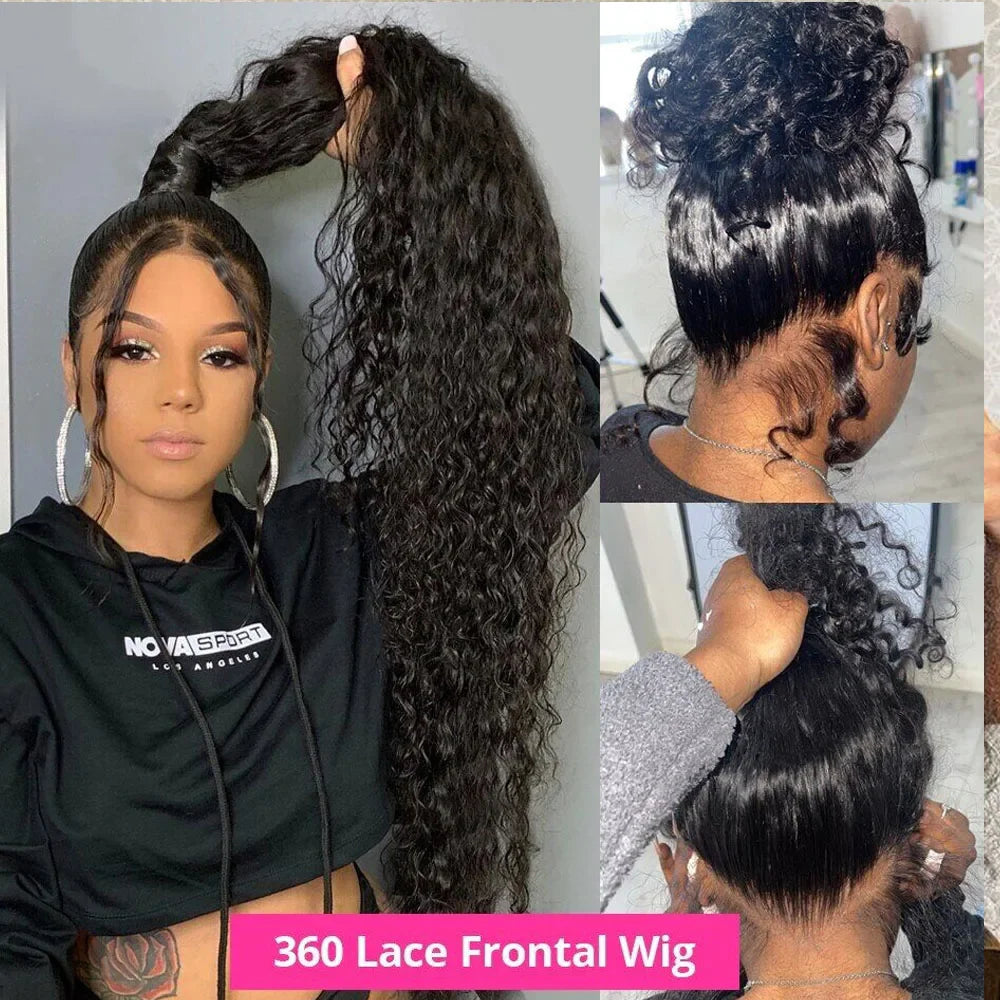 Burgundy Deep Wave Frontal Wig | Sophisticated 360 Full HD Lace Silhouette | Elegant 250% High - view 9