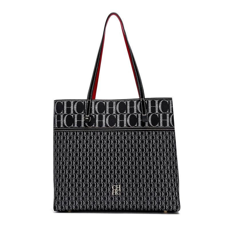 Letter Pattern PVC Tote Bag | Large Capacity Elegant Shoulder Bag Luxegan