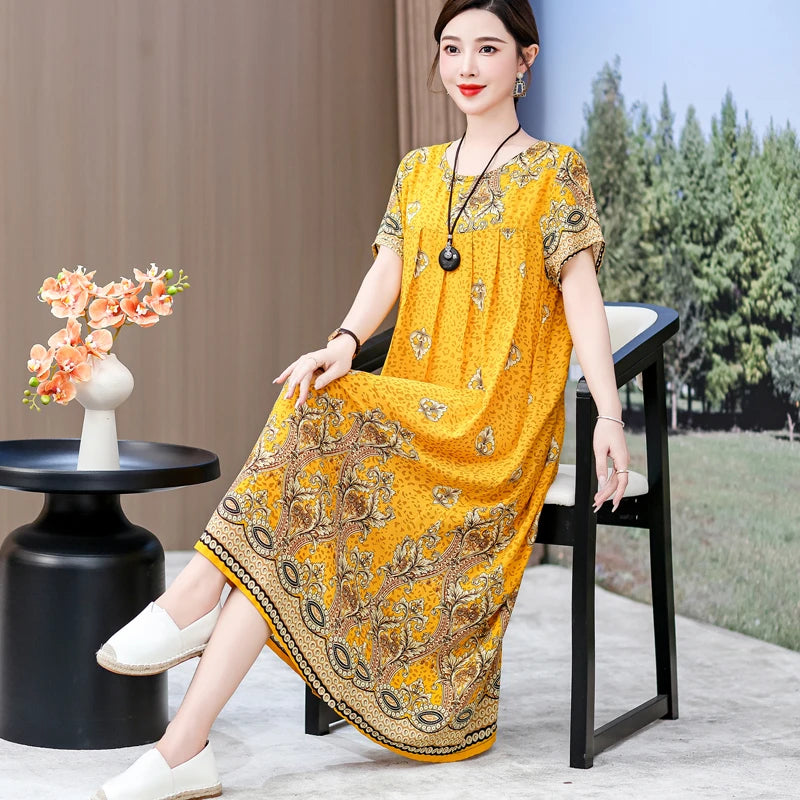 New 2025 Women Dress Female Casual short Sleeve cotton Dresses loose solid Vintage Sweet Clothing Vestidos  vestido verano